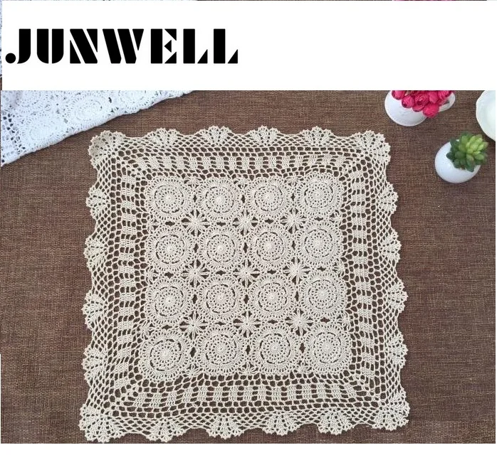 

60/ 70/ 80 /90CM SQ Shabby Chic 4 Sizes Vintage Crocheted Tablecloth Handmade Crochet Coasters Cotton Lace Cup Mat Placemat