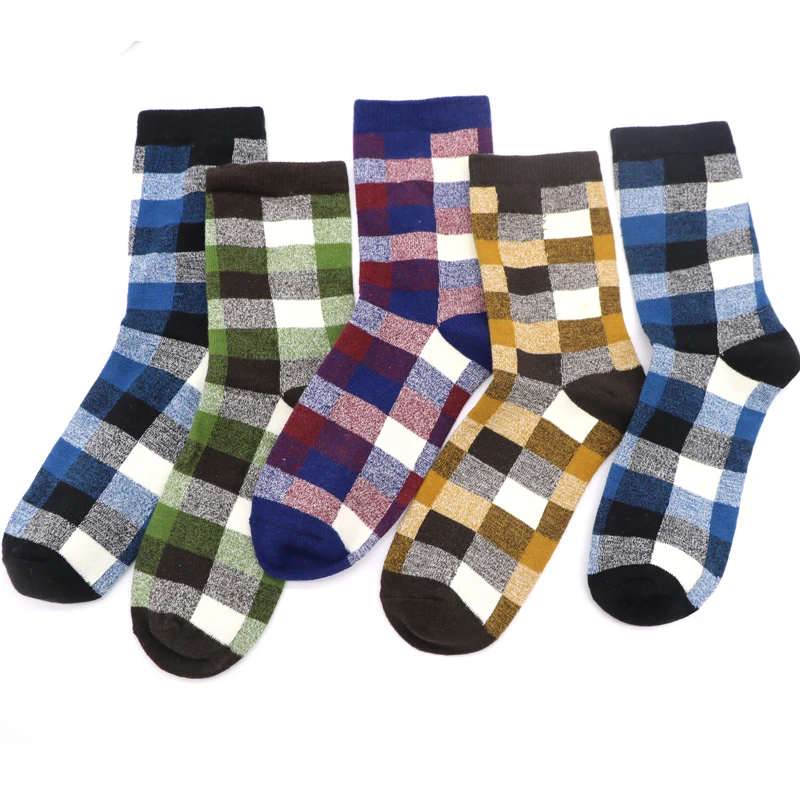 

1pair Winter Men's Socks Classic Plaid Brand Man Sock For Men Fashion Business Men Socks Comfortable Thicken Calcetines Hombre