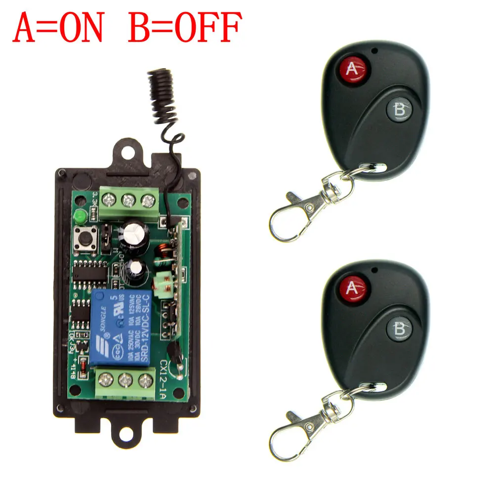 DC 9V 12V 24V 1 CH 1CH RF Wireless Remote Control Switch System,315/433 MHz 2X Transmitter + Receiver,Latched (A=ON B=OFF) DC 9V 12V 24V 1 CH 1CH RF Wireless Remote Control Switch System,315/433 MHz 2X Transmitter + Receiver,Latched (A=ON B=OFF)