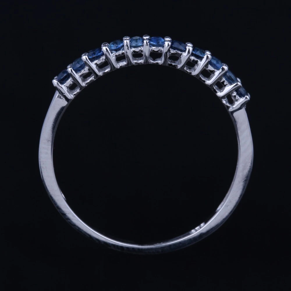 Твердое 14K белое золото Сертифицированный круглый 0 4 карат сапфиры кольцо