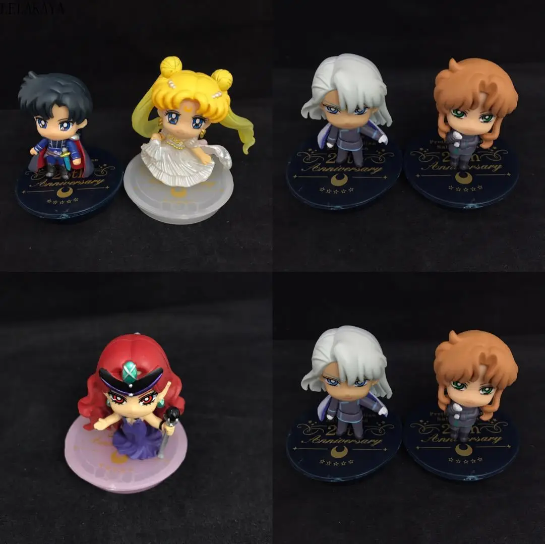 

7pcs/set Mini Anime Sailor Moon Action Figure 25th Anniversary Tsukino Usagi Dark Kingdom Ver Pretty Guardian Decoration Doll