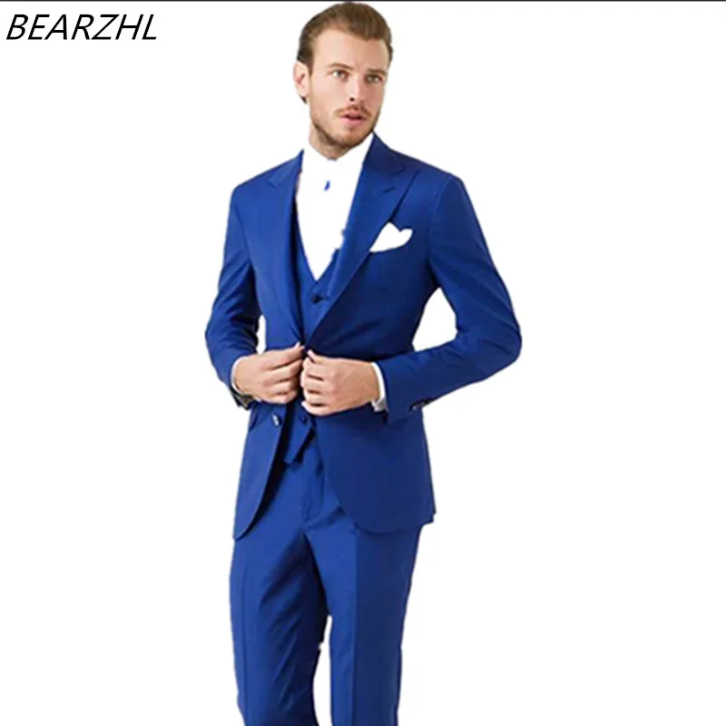 men tuxedo royal blue groom suit dinner custom made suits wedding