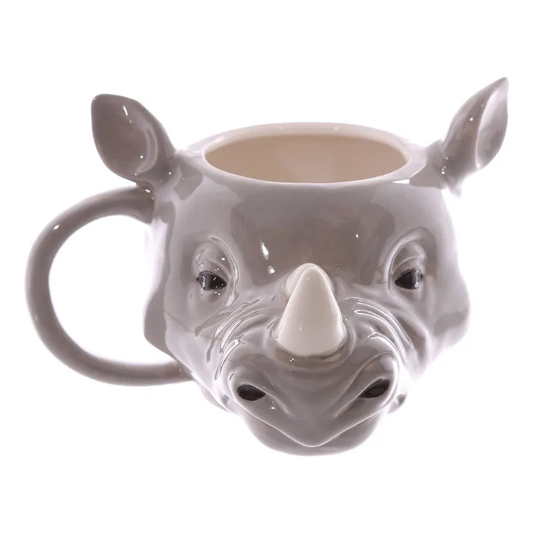Креативная 3D кружка с животными носорог/тигр/голова льва керамические кружки животные посуда для напитков Персонализированная кофейная кружка с изображениями животных чайная чашка новые подарки