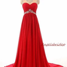 ANGELSBRIDEP милое ТРАПЕЦИЕВИДНОЕ шифоновое платье подружки невесты Robe demoisie D'honneur, кристаллы, полная длина, Формальные Вечерние платья