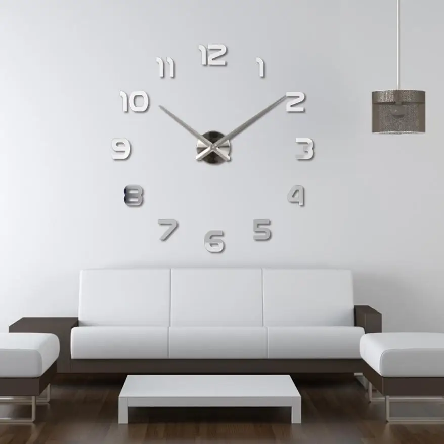 Современная мода DIY большой 3D Номер зеркало настенные стикеры Большие часы домашний декор художественные часы Прямая wu4 30