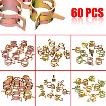 

60pcs Hose Clamps Assorted For Air Hose Water Line Spring Hose Clamps Pipe Clips 7mm/10mm/11mm/14mm/16mm/17mm