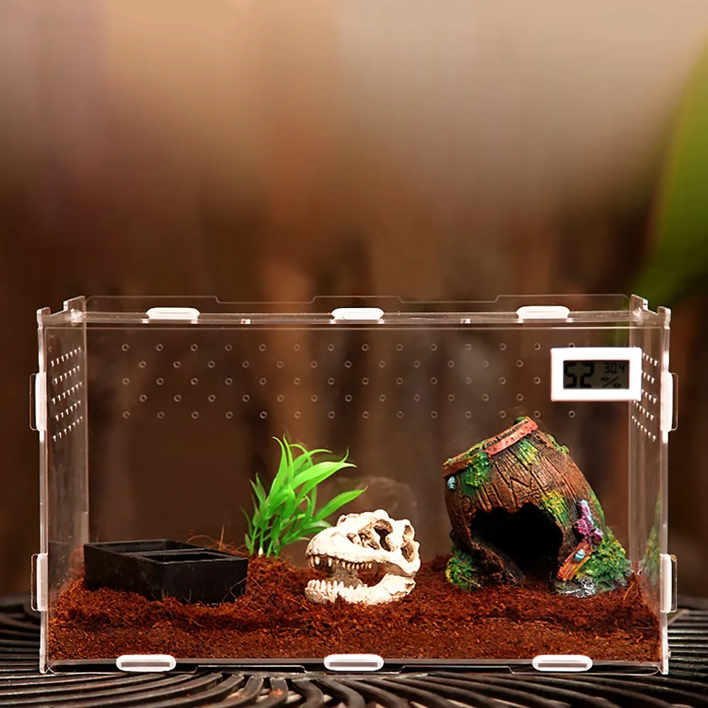 Acrylic Terrarium Vivarium Kit With Latch Water Bowl Substrate