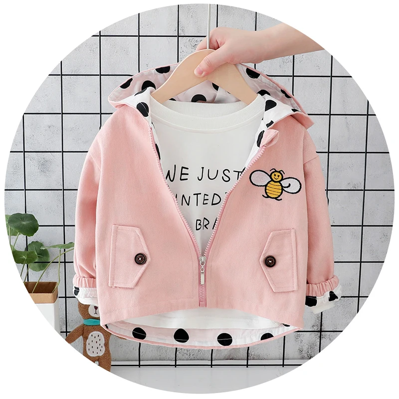 

Boy Girl Zipper Coat Infant Clothes Long Sleeves Jacket for baby children Outerwear Clothing Bee Cute Boys Girls Coats 1 2 3 4 Y