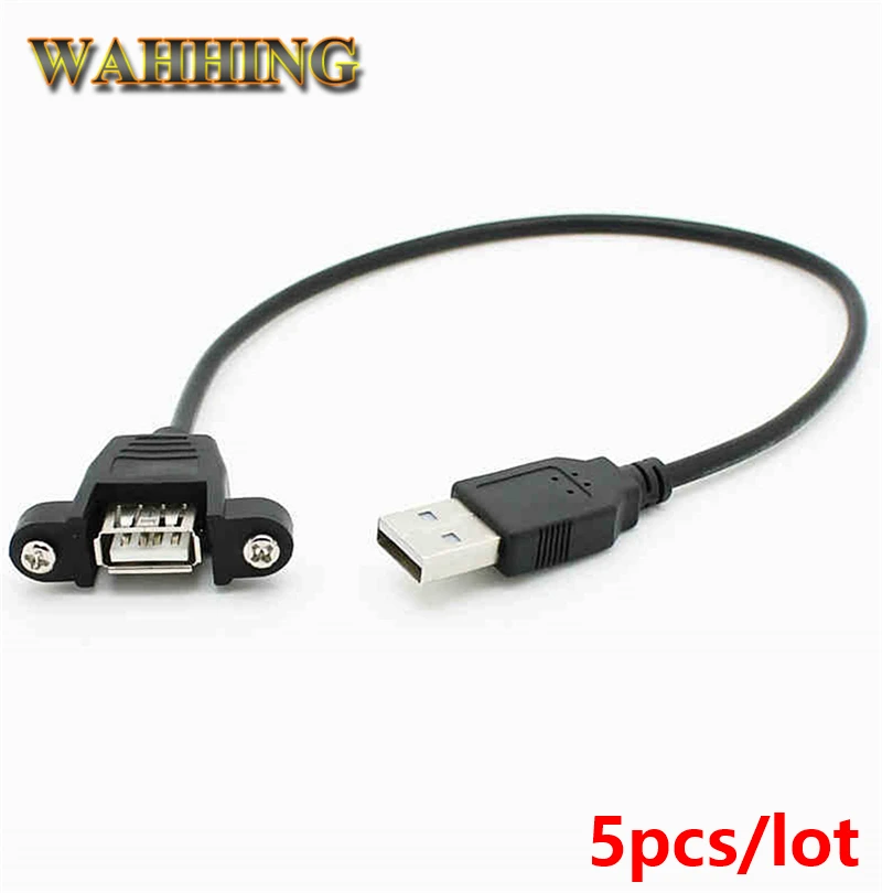 

5pcs USB Male to Famale Cable USB Extension Cable Computer Motherboard Panel Mount USB Tailgate Cable With Screws 30cm HY295