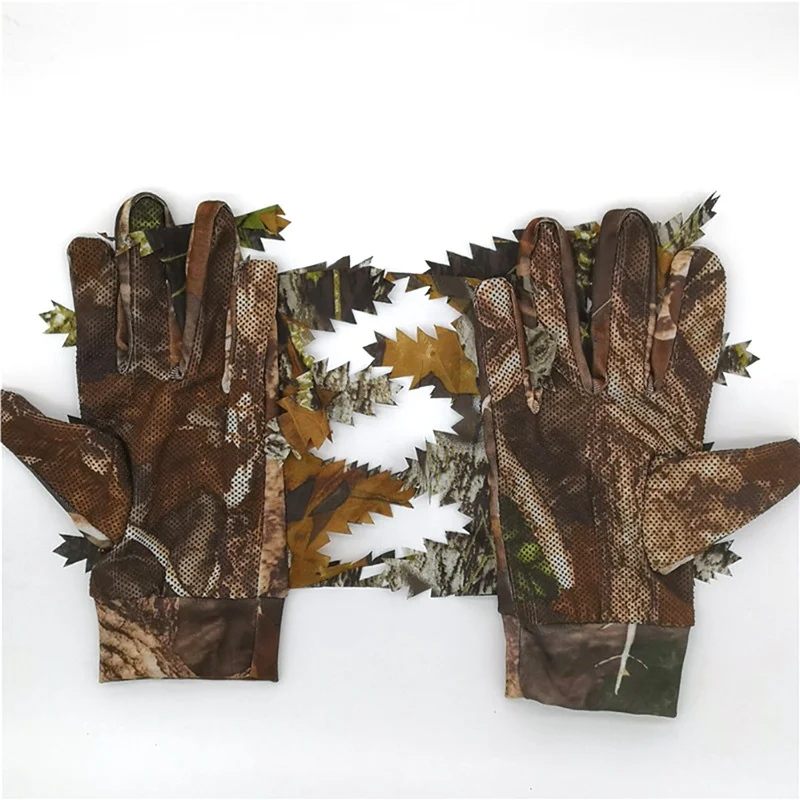

Outdoor Gloves 3D Leaves Full Finger Breathable Handwear For Photography
