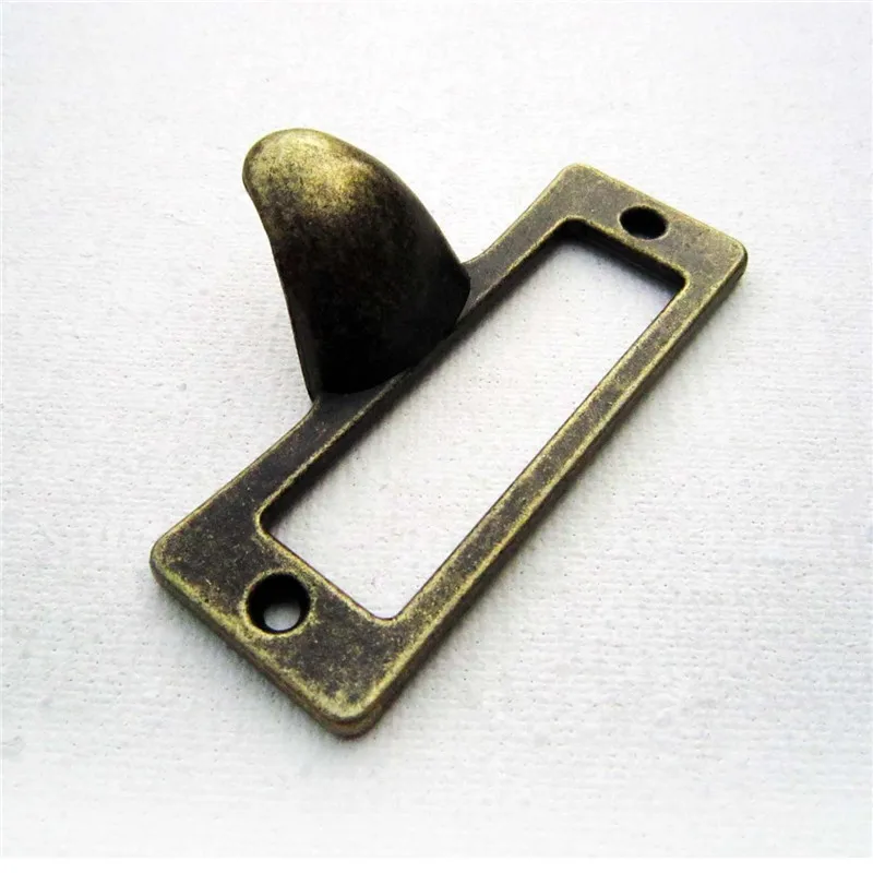 6pcs/lot File Name Card Handle Cabinet Handles Label Hold Antique Brass Drawer Label Pull Cabinet Frame Handle File Name Card