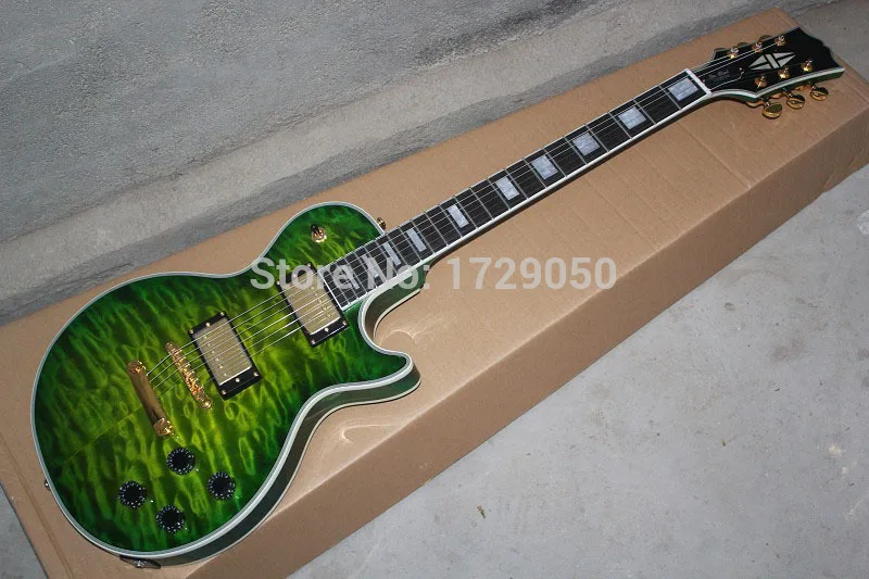 Chinese font b musical b font Instruments Factory custom New CUSTOM Green Finish Ebony Fretboard LP
