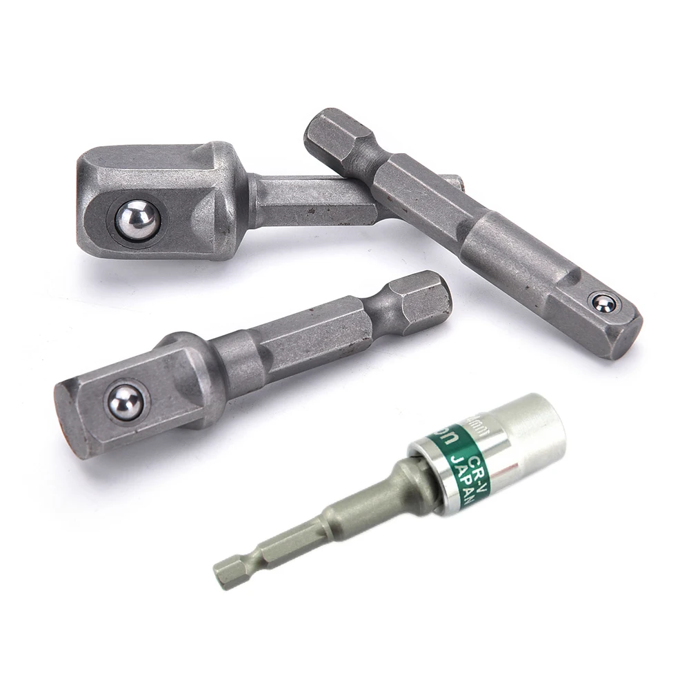 

3Pcs/set Chrome Vanadium Steel Socket Adapter Set Hex Shank to 1/4" 3/8" 1/2" Extension Drill Bits Bar Hex Bit Set Power Tools