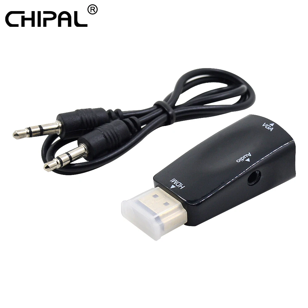 Преобразователь CHIPAL HD 1080P HDMI в VGA адаптер с аудиокабелем 3 5 мм HDMI2VGA для ПК планшета