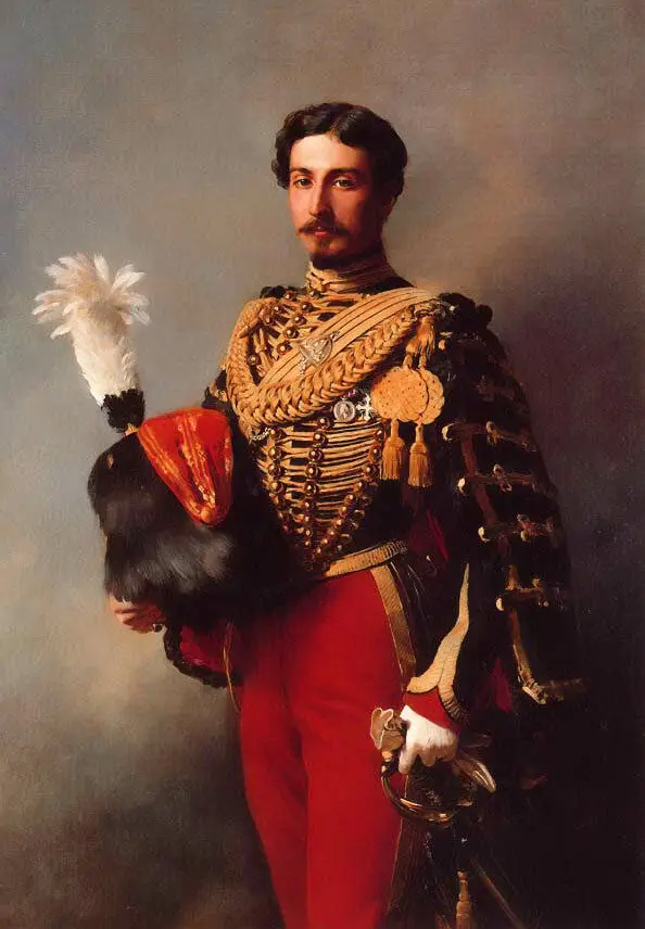 Stunning Oil painting nobleman Knight holding hat and sword by Winterhalter