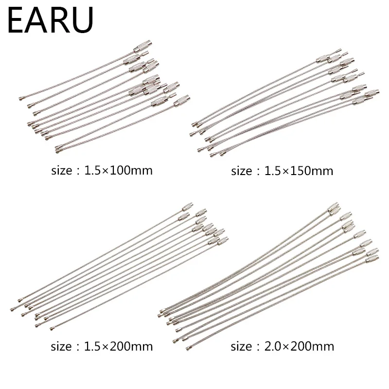 10 шт. EDC брелок тег веревка проволока из нержавеющей стали кабель петля винт устройство блокировки Кольцо Брелок Круг лагерь подвесной инструмент Лидер продаж