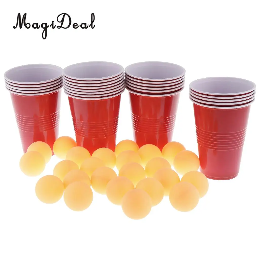 24 красных стакана и желтых мячей для Пинг-Понга Набор для игры и развлечений