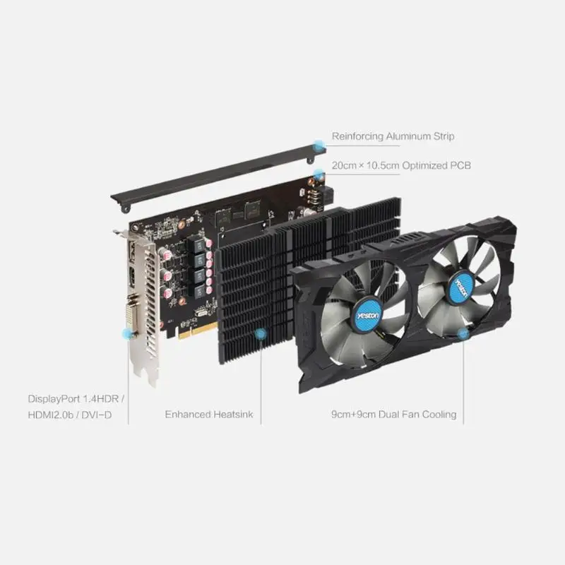 Yeston RX560D-4G Графика карты 128bit GDDR5 6000 МГц игровой настольного компьютера видео Графика карты Поддержка DVI-D HDMI DP для AMD