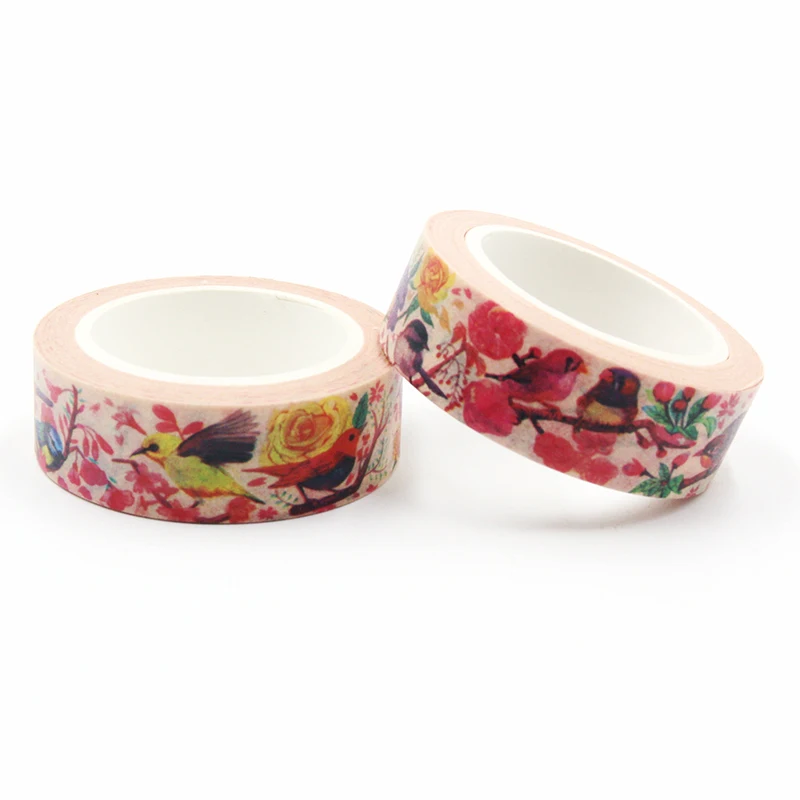 

1.5cm*10m Novelty Cute Birds Sing Washi Adhesive Masking Decorative Scrapbooking DIY Sticker Label Paper Masking Tape Japanese