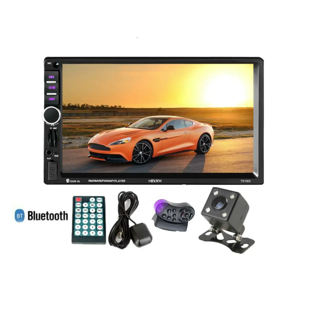

2 Din Car Multimedia Player+GPS Navigation+Camera+Steering wheel control 7in HD Touch Screen Bluetooth Autoradio MP5 Video Ste