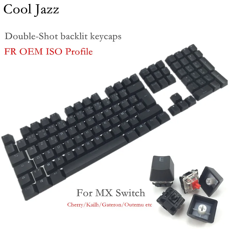 Skup Cool Jazz 108 Keys gruby PBT podwójny podświetlany Keycap FR ISO układ profil oem dla MX mechaniczna klawiatura do gier