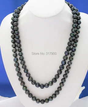 

AA++ 48" 12mm ROUND BLACK CULTURED PEARL NECKLACE EARRING