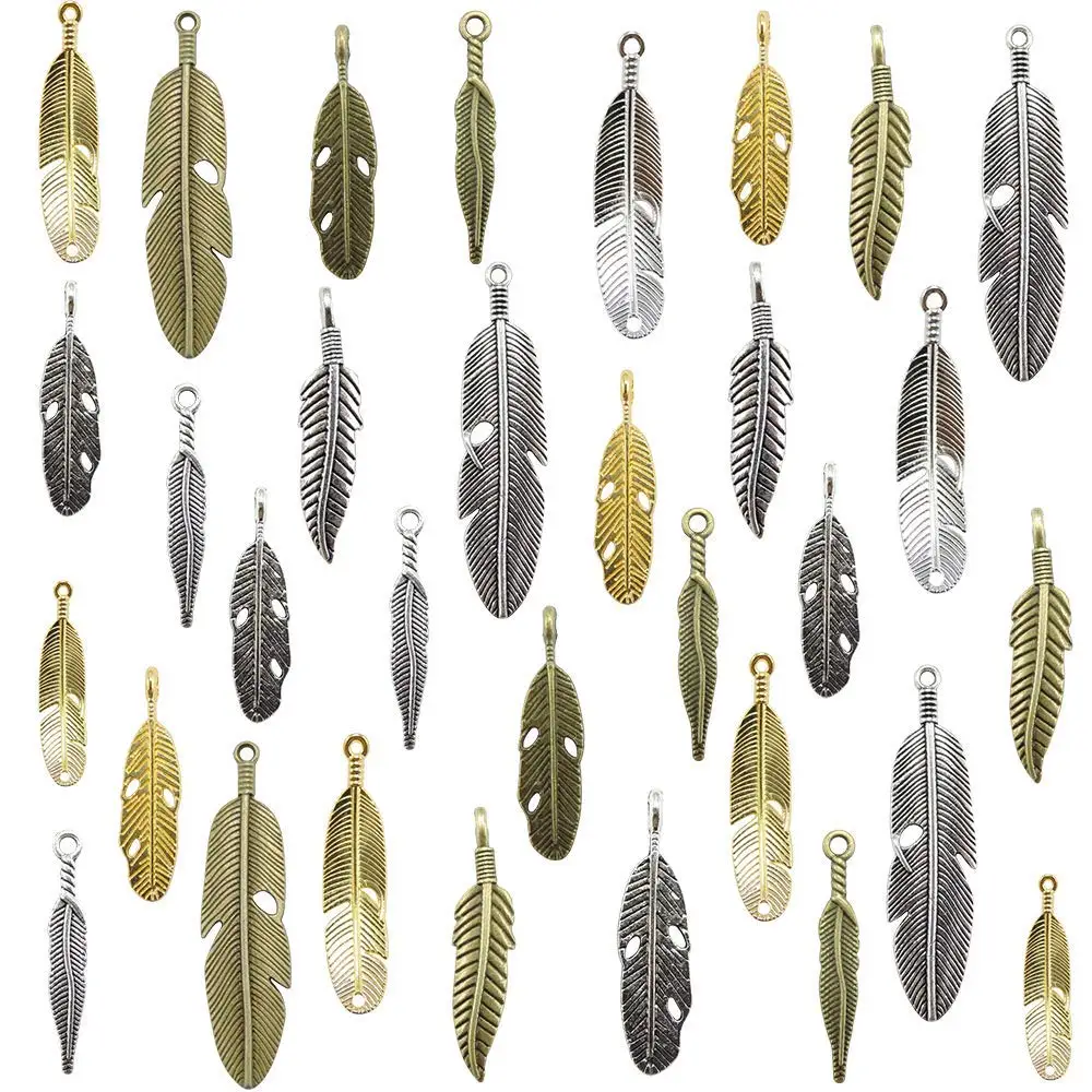 

20pcs Mixed Craft Supplies Feather Charms Pendants for Crafting, Jewelry Findings Making Accessory for DIY Necklace Bracelet