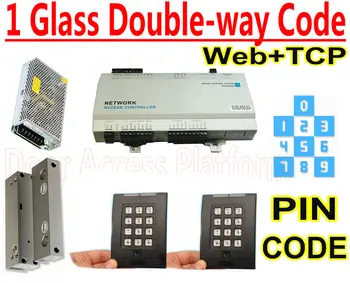 

1 Glass DoorFrameless Lock kit with One door controller PCB+2 Pin-Code/Card reader+Drop Bolt Glass Door Lock+Web IP Control+Soft