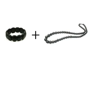 

Black Bianshi Jade SIBIN BIAN Natural Needle Stone Bracelets+Necklace Pendant Chain Carve bracelet For Men and Women jewelry