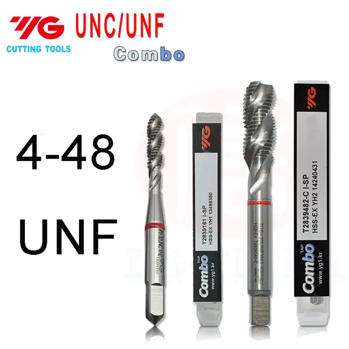 YG-COMBO T2839 1/2 1/4 3/4 3/8 5/8 5/16 5 6 7/8 13 20 16 24 28 UNF UNC Спираль Флейта Tap режущие инструменты краны - Цвет: 4-48 UNF