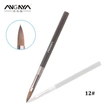 Retail 1Pc ANGNYA 12# Oval Acrylic Nail Brush Kolinsky Hair Matt Black Metal Handle Professional Nail Painting Brush