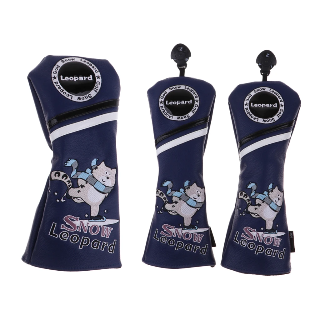 3 of 4Pcs PU Leather Golf Head Covers for #1 Driver #3 #5 UT Fairway Woods Club Headcovers Replacement & Interchangeable No. Tag