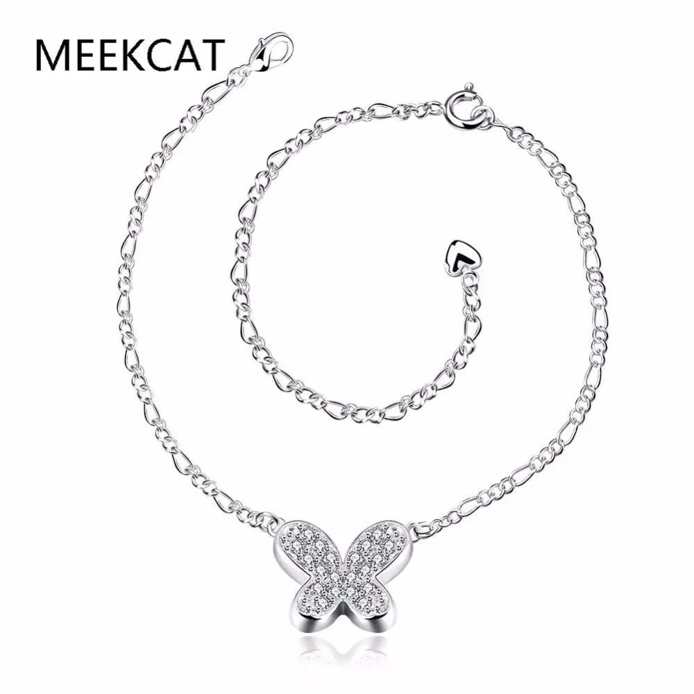 

Crystal butterfly Anklets Feet wear jewelry girls gifts 925 sterling silver safe Long link chains a008 gift bags free wholesale
