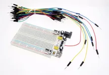 3.3V/5V MB102 Breadboard power module+ 400 points Solderless Prototype Bread board kit +65 Flexible jumper wires