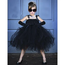 Супер Cool Girl черное платье-пачка по колено Повседневное черный Обувь для девочек платье для дня рождения бальное платье для подростка PT116