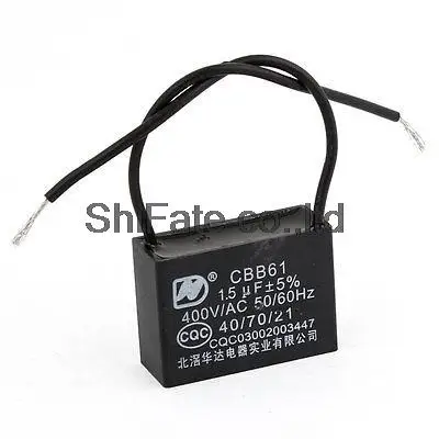 

AC 400V 1.5uF Polypropylene Film 2 Wire Lead Motor Run Capacitor CBB61
