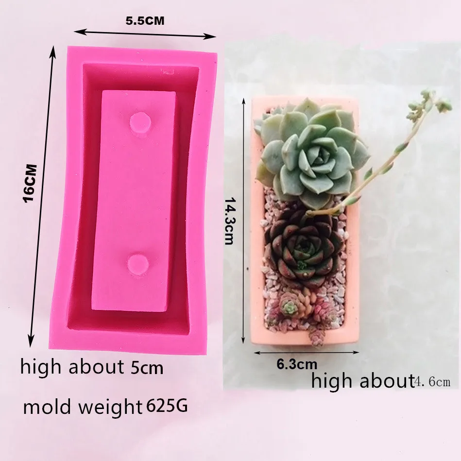 

Big Rectangle Handmade Silicone Pot Mold for Concrete Planter Making DIY Craft Cement flowerpot Mould