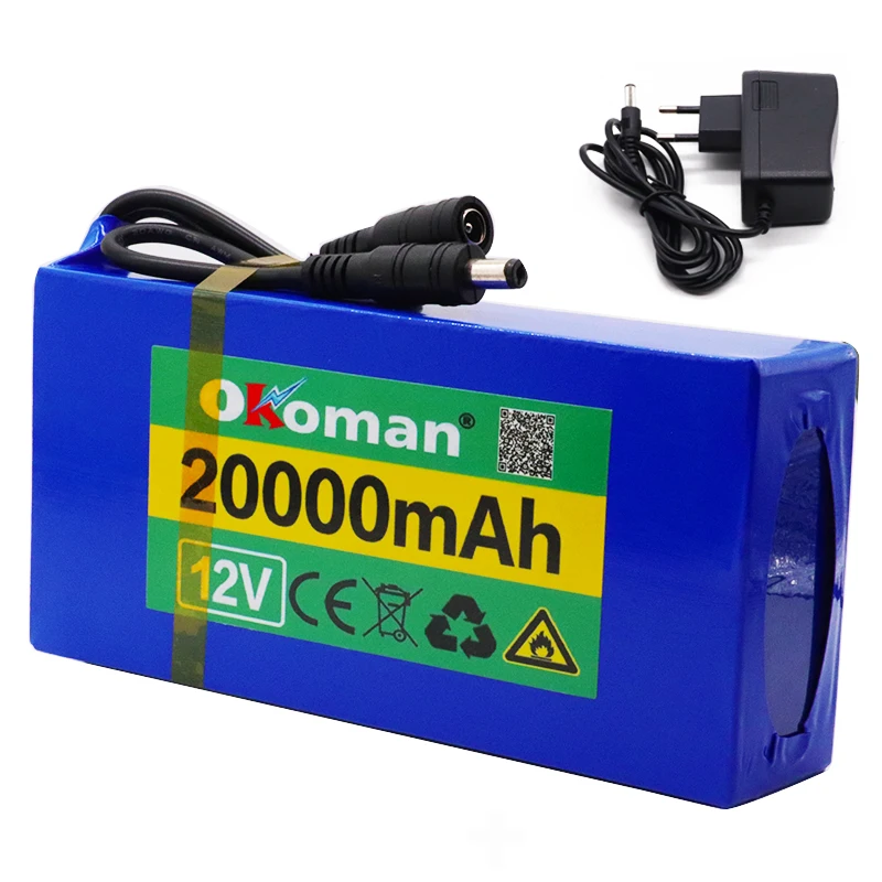 Перезаряжаемый переносной аккумулятор Okoman 12v 20000mAh комплект литий-ионный батарей DC 12,6 V 20Ah с вилкой US EU