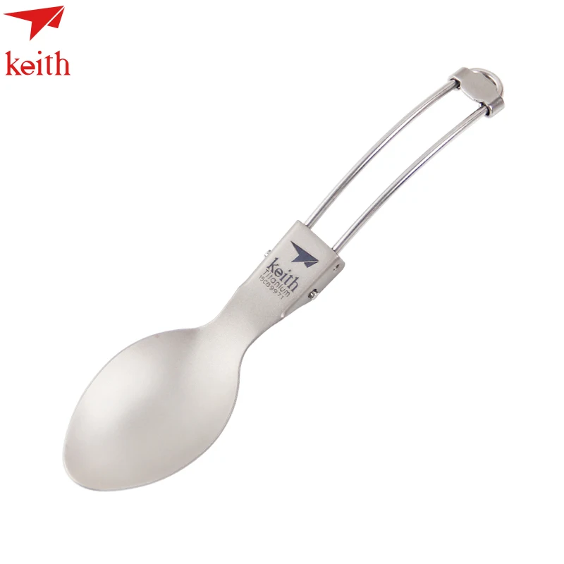 

Manufacture Keith Ti5305 Folding Camping Three piece Foldable Titanium Spoon For Outdoor Hiking