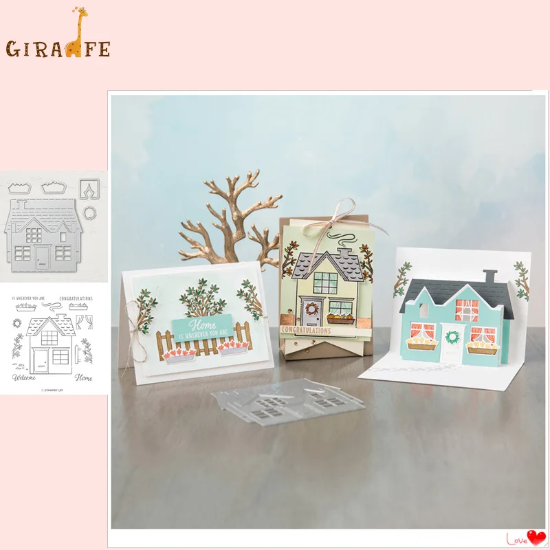 

HOME Metal Cutting Dies and stamps for DIY dies scrapbooking Photo Album Embossing Decorative Craft Clear Stamps and Dies Sets