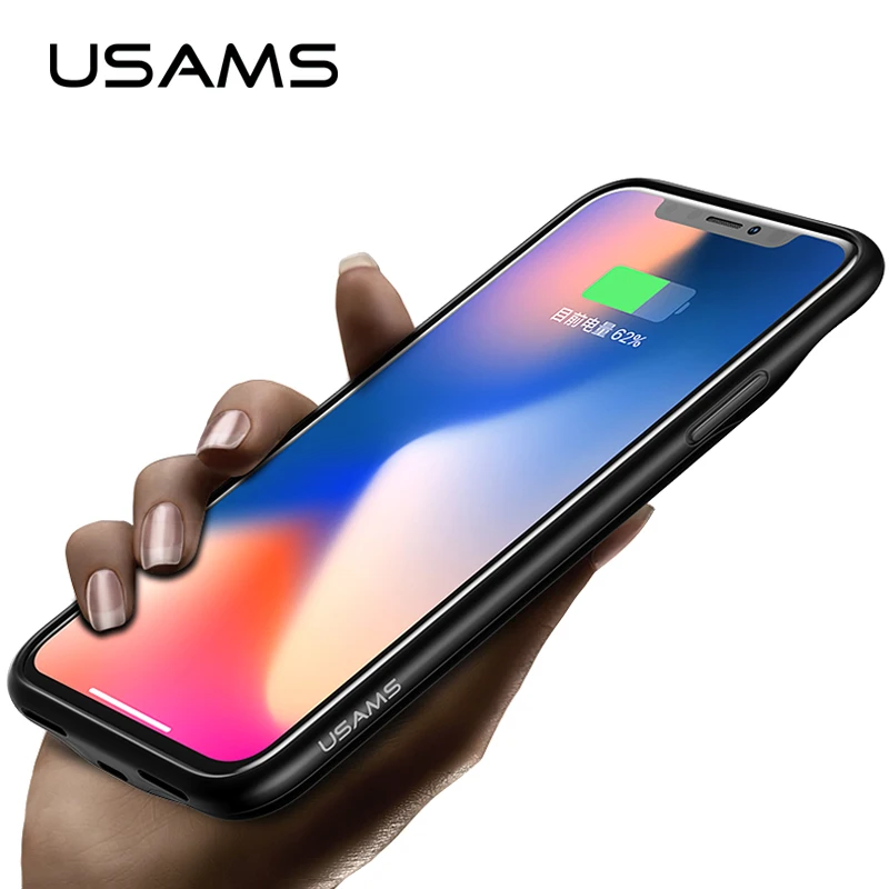 Koop Voor iPhone X 3200Ah Power Bank Case USAMS Batterij Opladen Ultra Slim Externe Pack Backup Draagbare oplader voor iphone 10