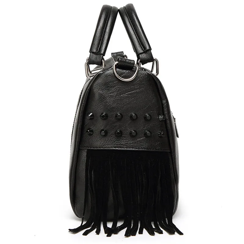 Coofit винтажная женская сумка из искусственной кожи с рисунком подушки Вместительная женская сумка через плечо сумка с кисточкой черные женские сумки