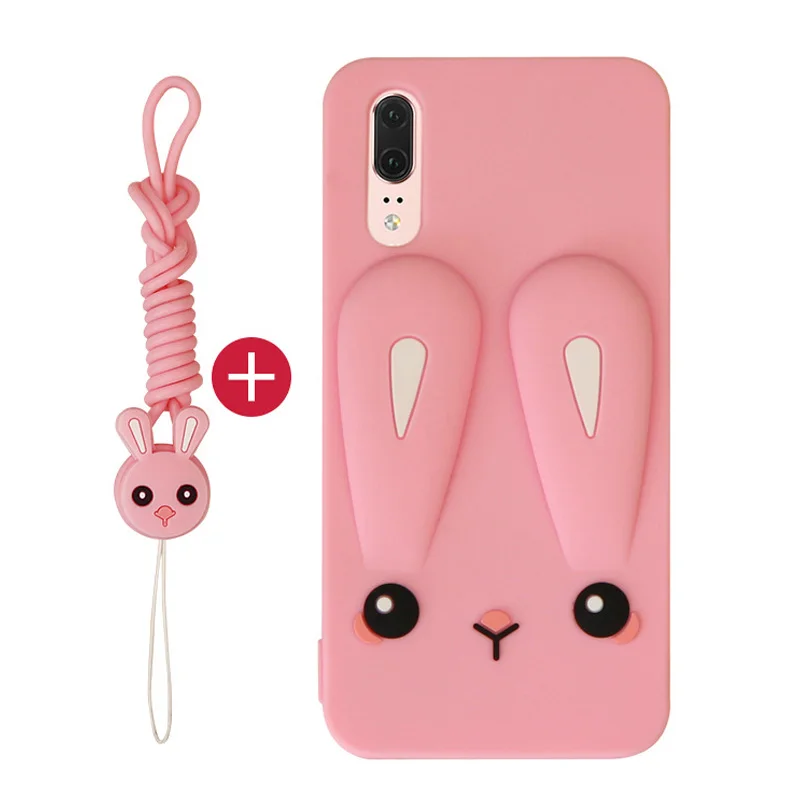 

Adorable Carton Case for Huawei P20 Pro P20 Lite Cover Silicon Back Cover with Lanyard