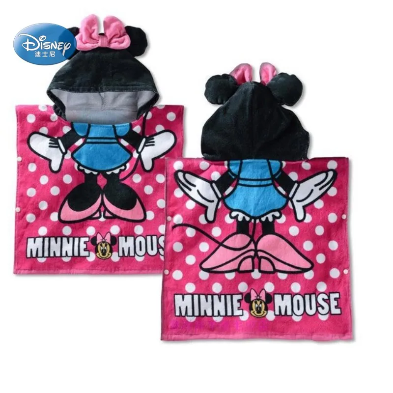 Дисней мультфильм детское полотенце с капюшоном морской Моана Минни Микки халатик в виде мышки хлопчатобумажные полотенца для мальчиков девочек для детей 60x120 см - Цвет: Minnie Mouse1