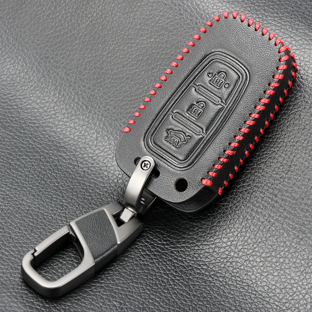 

New Design 3 Buttons Leather Car Key Case For Hyundai Solaris HB20 Veloster SR IX35 Accent Elantra i30 Smart Key