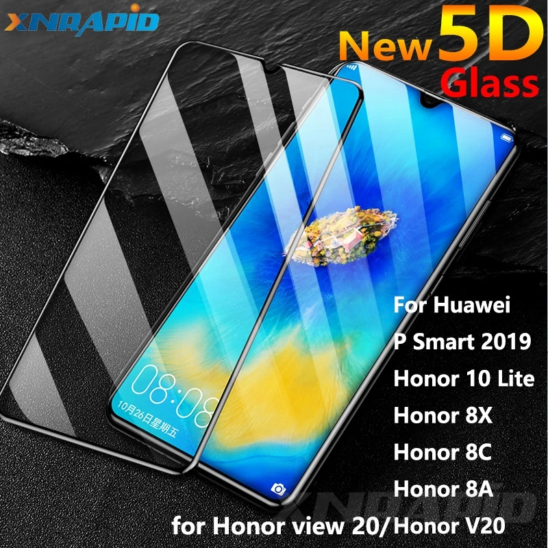 

newest 5d protector screen and tempered glass for huawei honor 10 lite 8a 8c 8x v20 view 20 p smart 2019 film full 3d