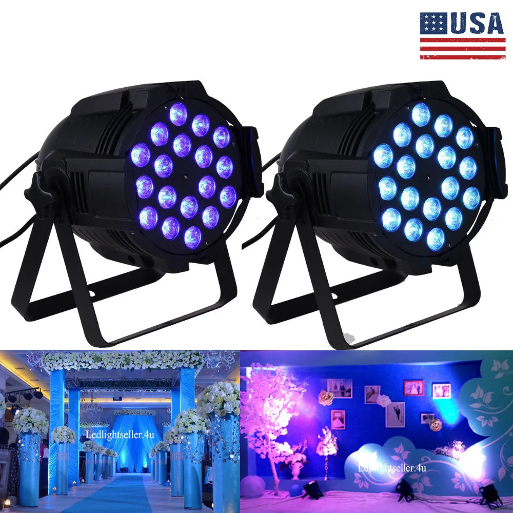 

(Shipping From US )2Pcs 18x8W 4in1 RGBW LED PAR Light Stage DMX 8CH DJ Party Stage Show Wedding
