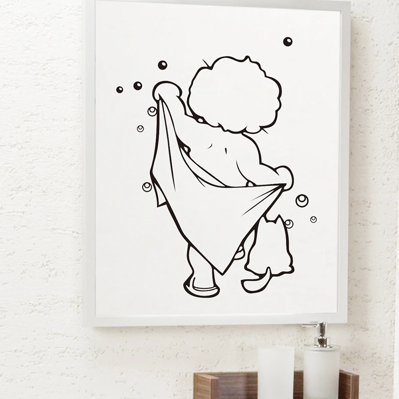 

Lovely Baby Love Shower Wall Stickers For Bathroom Glass Door Stickers Cute Children Shower Waterproof Mural Art Vinyl Decals
