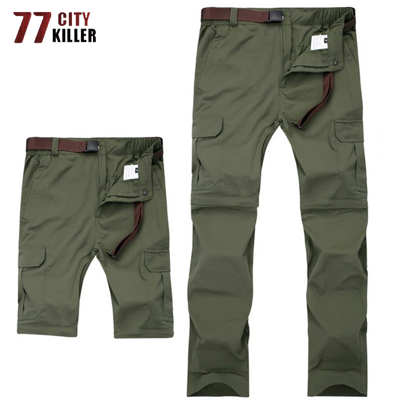 

Plus Size 6XL 7XL Quick Drying Cargo Pants Men Summer Detachable Breathable Trousers Male Outwear Waterproof Tactical Mens Pants