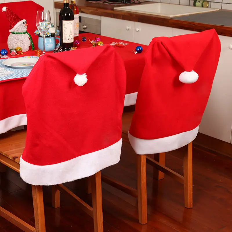 1 шт Рождественское украшение Санта Клаус красная шляпа задняя крышка стула для дома вечерние праздничные Рождественские Декор для обеденного стола